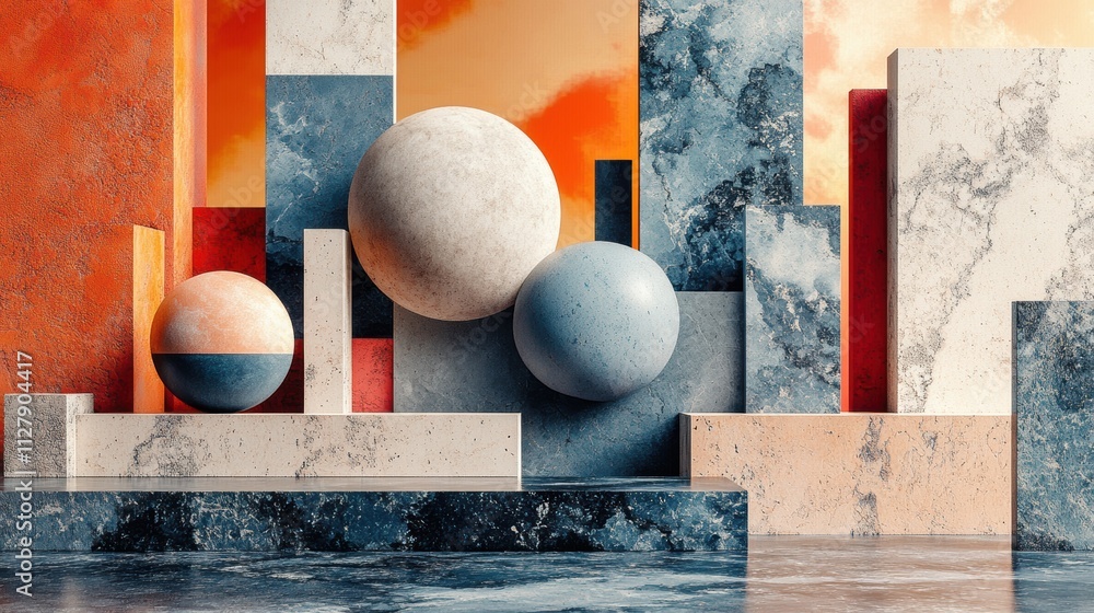 Poster a series of colorful spheres are arranged in a way that creates a sense of depth. generative ai