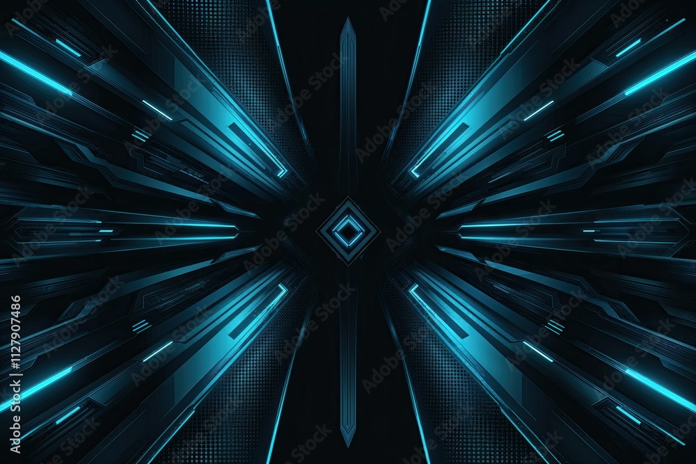 Poster futuristic dark blue abstract tech noir background with edgy patterns and design