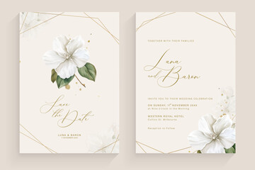 Aesthetic Wedding Invitation Template with White Flower Arrangement