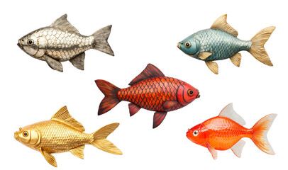 Colorful decorative fish display underwater scene art illustration bright colors creative design concept