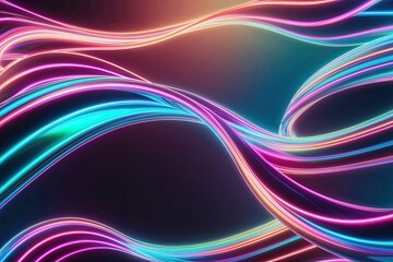 Fototapeta premium Cutting-Edge 3D Iridescent Neon Wave Design for Contemporary Backgrounds and Digital Art