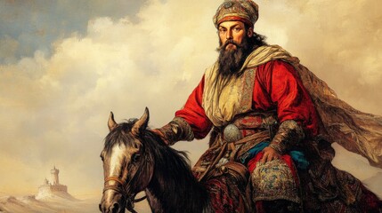 Fototapeta premium Here's a 10-word description of the image: Majestic Ottoman ruler