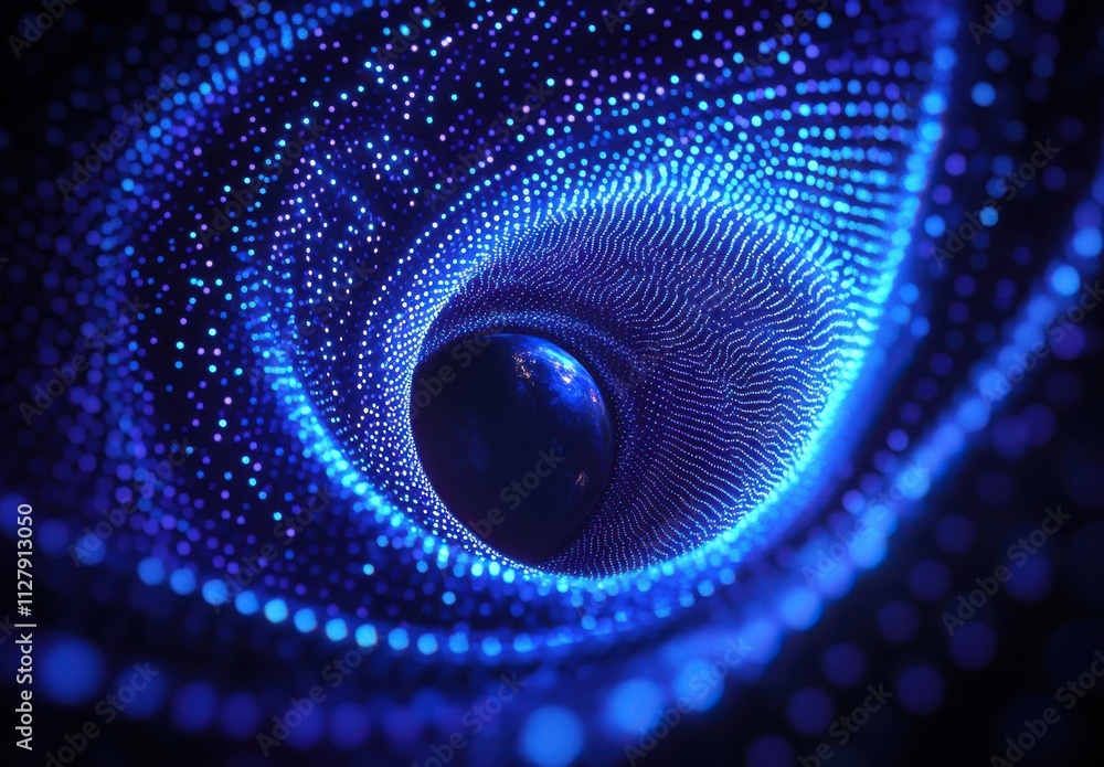 Poster abstract visualization of a cosmic vortex with dots of light creating a hypnotic energy flow and glo