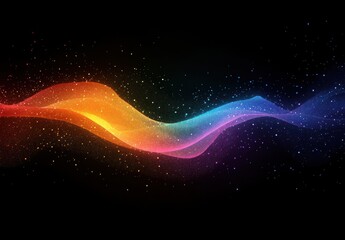 Obraz premium Abstract Wave Composition with Vibrant Colors and Sparkles on a Dark Background for Use in Digital Art, Backgrounds, and Modern Designs