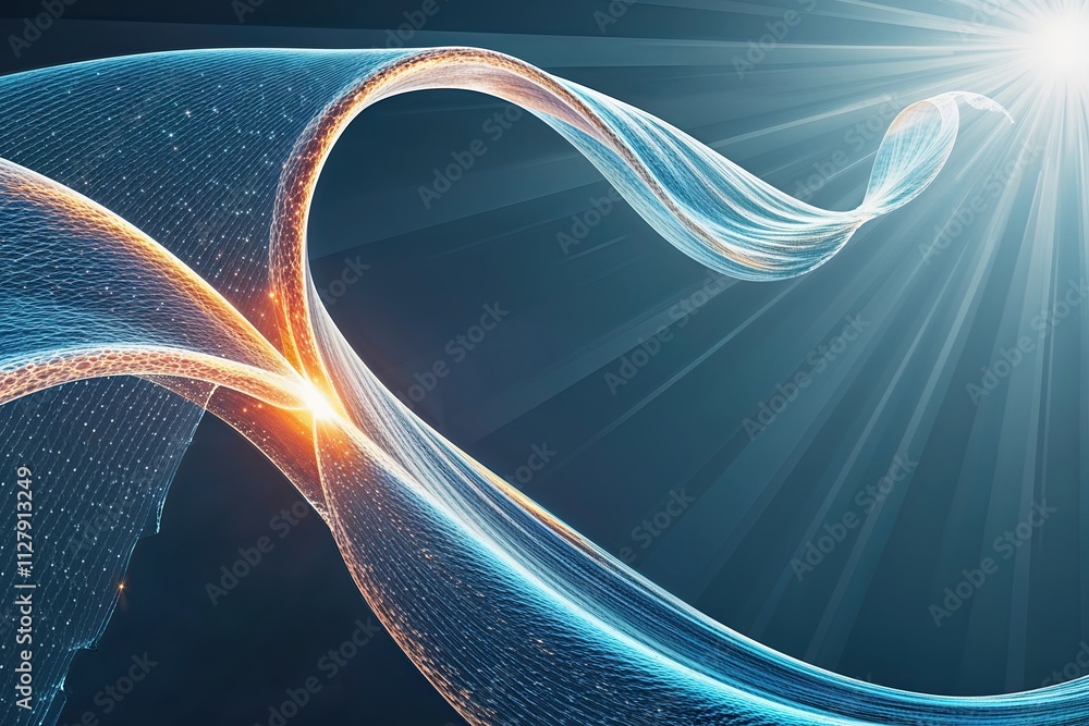 Poster dynamic three-dimensional holographic waves vibrating in vibrant space