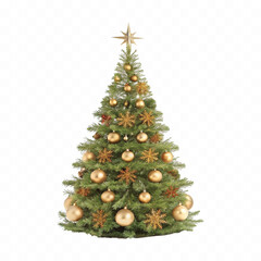 abstract 3d different style Christmas tree with beautiful ornaments isolated on white background