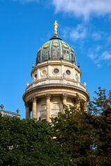 Fototapeta premium New Church Deutscher Dom Berlin vertical. The New Church also known as the German Church on Gendarmenmarkt square. Berlin, Germany.