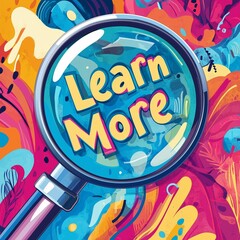 magnifying glass over the words "Learn More" on a colorful background

