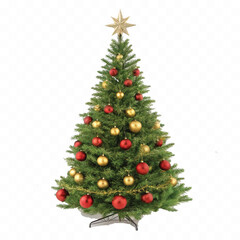 abstract 3d different style Christmas tree with beautiful ornaments isolated on white background