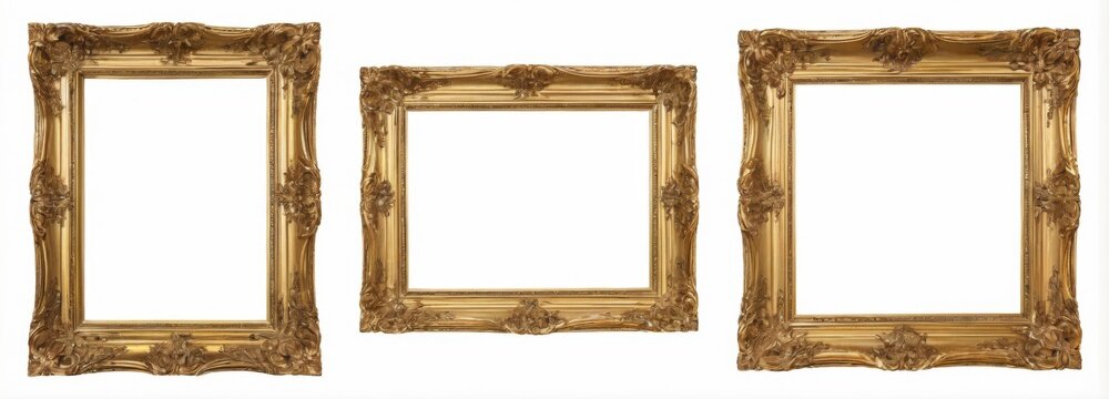 Vintage Gold Picture Frames with Intricate Triangular Design and White Stand  Polished and Elegant Ornate Details