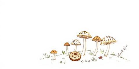 Fototapeta premium Edible mushrooms vector illustrations collection for recipe menu packaging design, drawings, plant