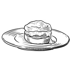 Cream Puff Dessert Handdrawn Illustration