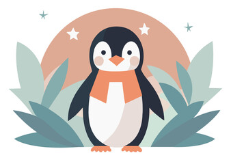 Naklejka premium マフラーをつけた赤ちゃんペンギン