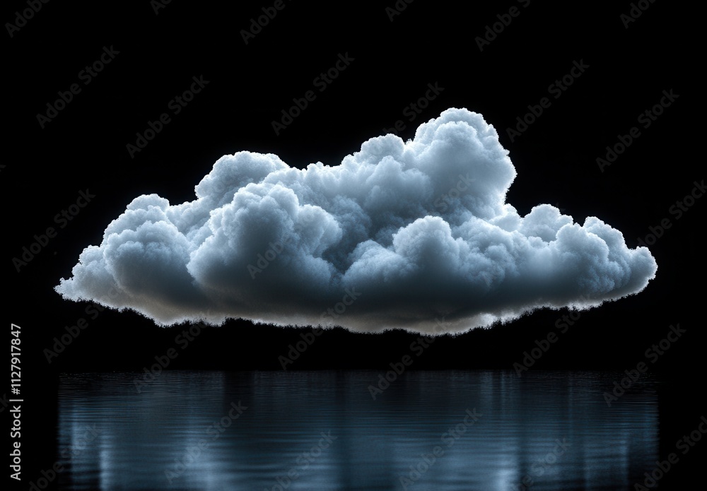 Poster Dark and Dreamy Cloud Floating Above Water Surface, Capturing the Essence of Serenity and Calmness in a Mysterious Atmospheric Setting for Visual Inspiration