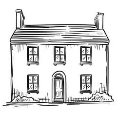 Countryside Houses Handdrawn Illustration