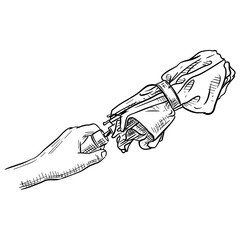 Hand Holding Umbrella Handdrawn Illustration