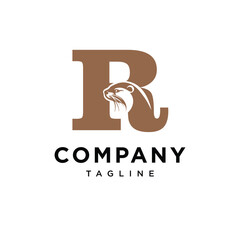 Letter R Otter Logo Icon Vector