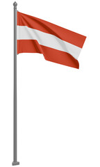 オーストリア共和国のはためく国旗の3Dイラスト(正面)