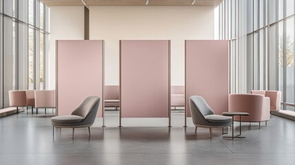 Fototapeta premium Modern Office Interior with Soft Colors and Stylish Furniture