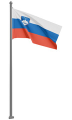 スロベニア共和国のはためく国旗の3Dイラスト(正面)