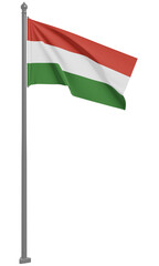 ハンガリーのはためく国旗の3Dイラスト(正面)