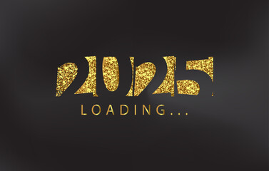 New Year 2025 Gold Glitter Text Design