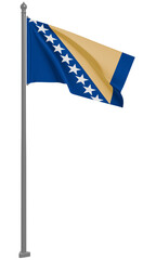 ボスニアヘルツェゴビナのはためく国旗の3Dイラスト(正面)