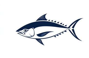 Obraz premium Blue tuna fish illustration, side view, stylized.