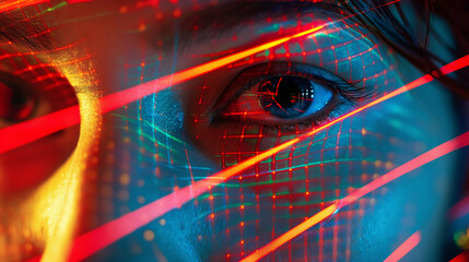 Naklejka premium human face being scanned by a face recognition system