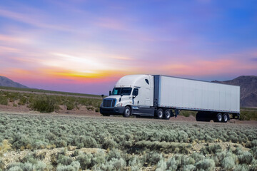 Semi Truck on Highway, Trucking in USA