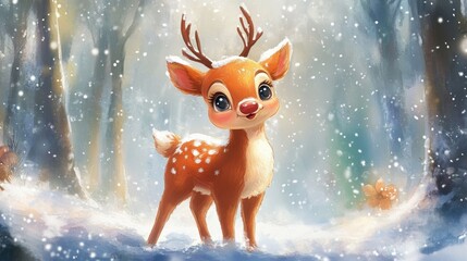 Naklejka premium Cute reindeer for Christmas holiday greeting card design.