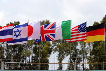 White and blue flag of Israel with the Star of David.