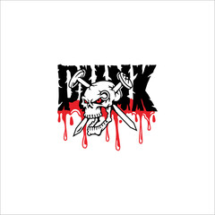 Illustration of a skull with nails on a punk background. Can be used as a graphic design