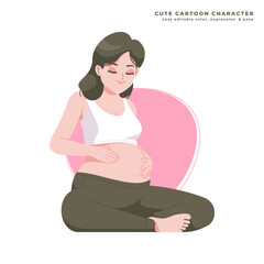 pregnant woman cute cartoon character