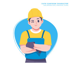 engineer boy cute cartoon character