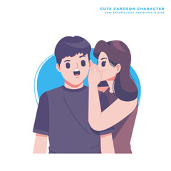 hot issue whispering cute cartoon character