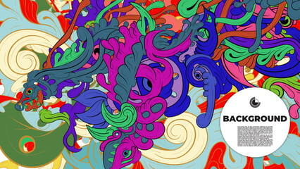 Whimsical abstract doodle illustration ideal for backgrounds, landing pages, templates, book, magazine covers, template, cover, and digital need.