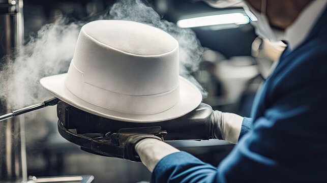 Crafting a Classic White Fedora Hat with Steam and Careful Hands