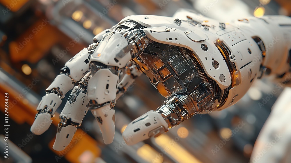 Poster robotic arm assembling intricate components