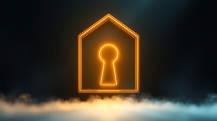 A glowing key suspended in a doorway, illuminating a dark room, symbolizing opportunity, unlocking potential, and new beginnings in a mysterious and hopeful atmosphere