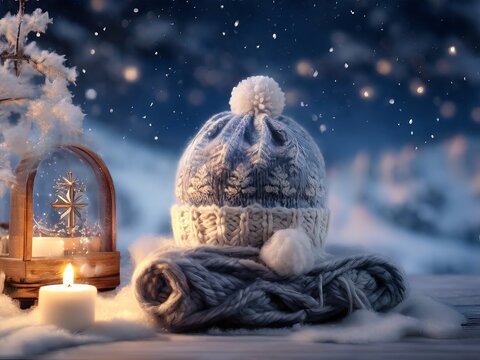 Hello winter sales, Winter holiday house in forest. winter scene, winter landscape background