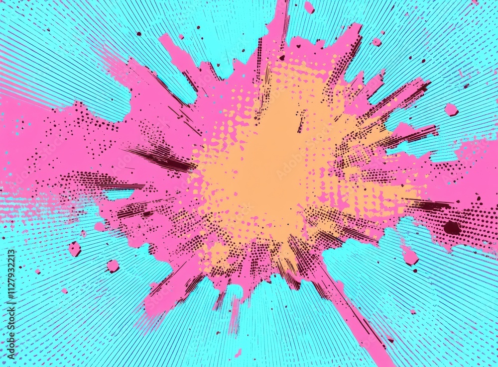 Aufkleber dynamic pop art explosion background with halftone texture and bright colors