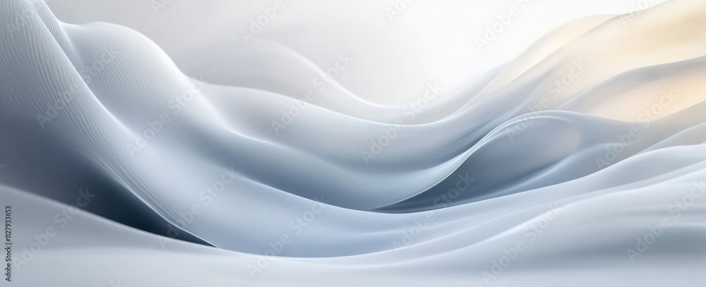 Poster minimalist abstract composition of flowing white lines with soft lighting and elegant curves