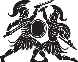 Battle of gladiators silhouette vector illustration
