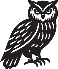 Owl Silhouette vector, Standing Owl vector, Owl line art