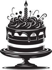 Birthday Cake silhouette vector art, Birthday Cake line art with isolated vector illustration