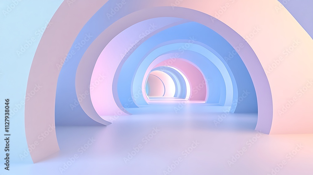 Poster beautiful abstract tunnel with soft pastel colors creating a serene and dreamy atmosphere