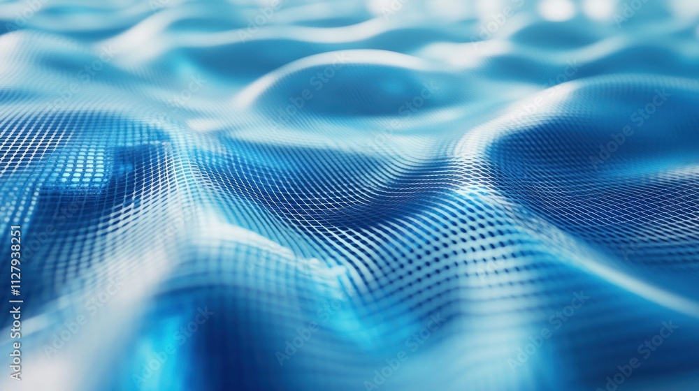 Poster abstract blue wavy grid pattern texture background.
