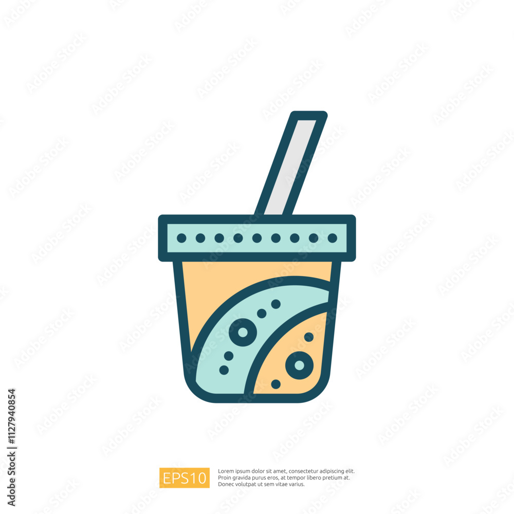 Poster this image features a stylized cup with a straw, likely representing a beverage, showcasing a playfu