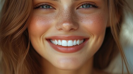 Fototapeta premium Radiant Smile of a Young Woman Captured in Natural Light